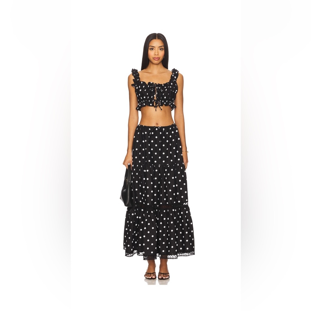WeworeWhat xRevolve Matching Midi Skirr & Crop Top Polka Dot Set